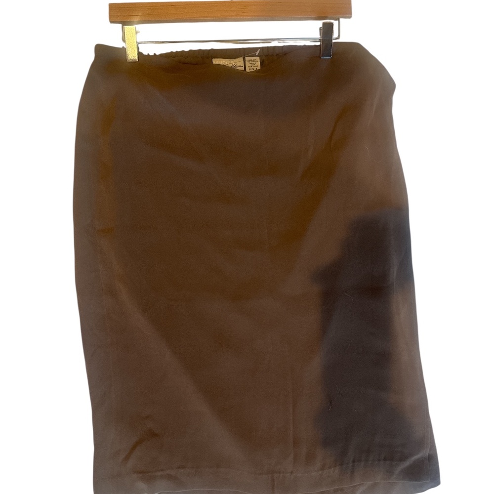 Chicos Platinum Womens Skirt Wrap Midi Brown Silk Spandex Size 3 Large 16-18 - Picture 7 of 9